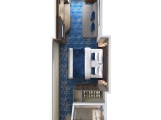 Описание на каюта Малък апартамент с голям балкон - M6 на круизен кораб Norwegian Joy – обзавеждане, площ