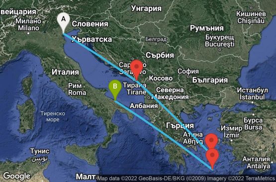 Маршрут на круиз 6 дни Италия, Черна гора, Гърция - UOGH