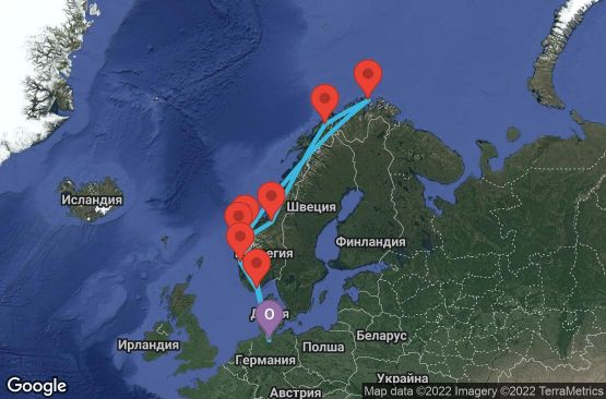 Маршрут на круиз 12 дни Германия, Норвегия - UP4J