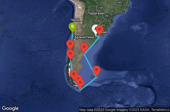 Маршрут на круиз 14 дни Обиколка на Южна Америка през нос Хорн - STSA14CNNBUESAI