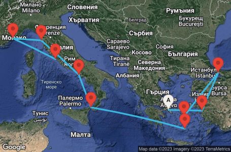 Маршрут на круиз 10 дни Класическо Средиземноморие - VIVM10CNNPIRCIV