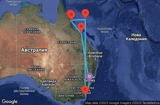 Маршрут на круиз 11 дни Австралия - 11K151