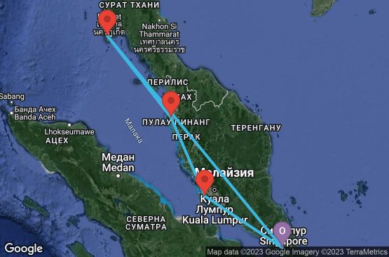 Маршрут на круиз 5 дни Сингапур, Малайзия, Тайланд - 05I919