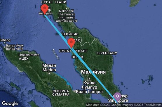 Маршрут на круиз 4 дни Сингапур, Малайзия, Тайланд - 04I774