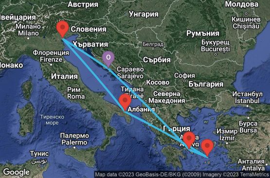Маршрут на круиз 7 дни Хърватска, Италия, Гърция - UQT1