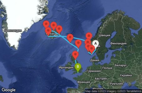 Маршрут на круиз 14 дни Исландия - STAR14CNNOSLSOU