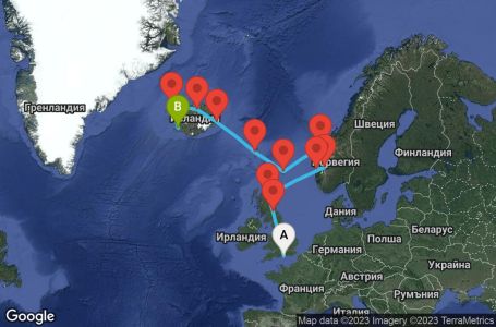 Маршрут на круиз 12 дни Исландия - STAR12CNNPM3REY