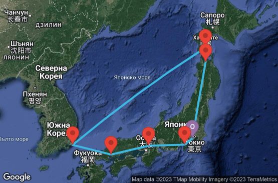 Маршрут на круиз 12 дни Япония, Южна Корея - 12I085