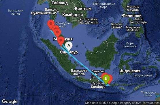 Маршрут на круиз 12 дни Сингапур, Тайланд, Малайзия, Индонезия - 12I100