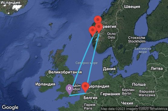 Маршрут на круиз 7 дни Великобритания, Белгия, Норвегия - 07U197