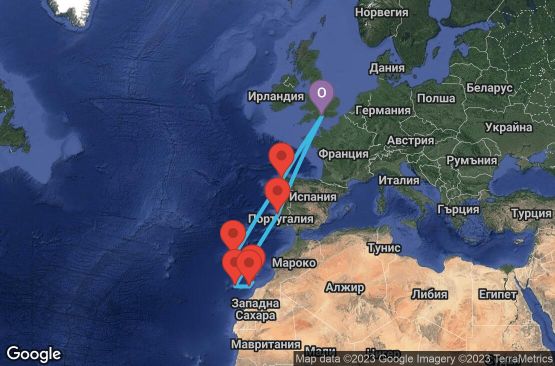 Маршрут на круиз 12 дни Великобритания, Испания, Португалия - 12U380