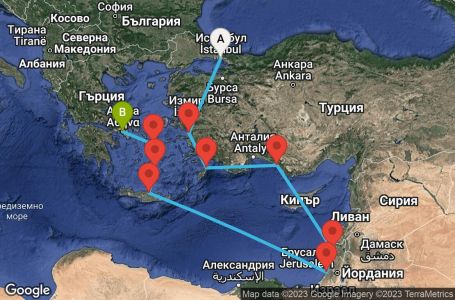 Маршрут на круиз 10 дни Източно Средиземноморие - VIVE10CNNISTPIR