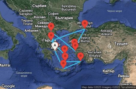 Маршрут на круиз 9 дни Адриатика и гръцки острови - VIGI09CNNPIRPIR