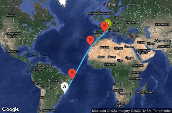 Маршрут на круиз 14 дни Бразилия, Испания, Франция - RIO14A00