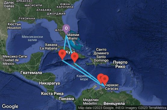 Маршрут на круиз 9 дни САЩ, Каймановите острови, Аруба, Холандски Антили, Ямайка - 09D095