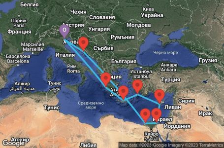 Маршрут на круиз 11 дни Италия, Гърция, Кипър, Египет, Хърватска - USF1