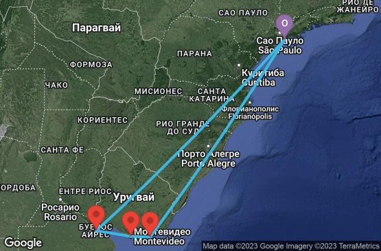 Маршрут на круиз 7 дни Бразилия, Уругвай, Аржентина - USGM