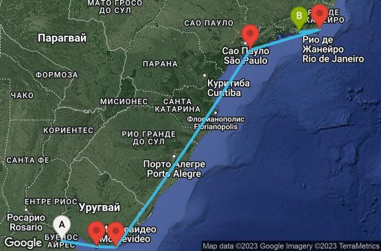 Маршрут на круиз 7 дни Аржентина, Уругвай, Бразилия - 07F051