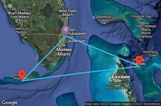 Маршрут на круиз 4 дни САЩ, Бахамските острови - 4BH172