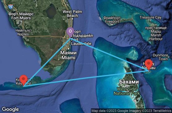 Маршрут на круиз 3 дни САЩ, Бахамските острови - 3BH088