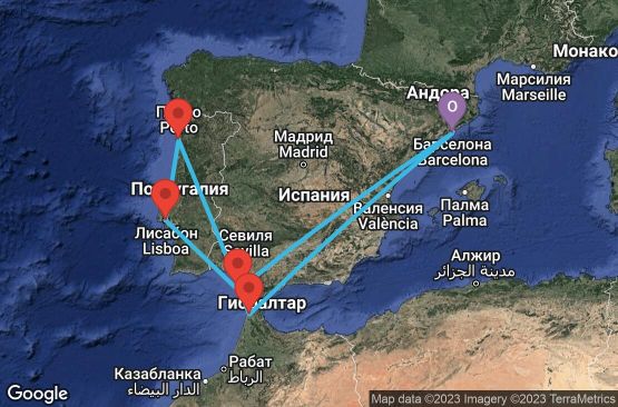 Маршрут на круиз 9 дни Испания, Португалия, Мароко - 09M292