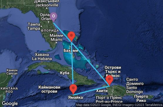 Маршрут на круиз 6 дни САЩ, Хаити, Ямайка, Бахамските острови - 06W199