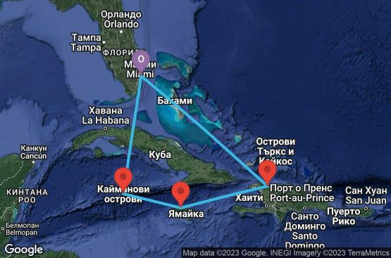 Маршрут на круиз 6 дни САЩ, Каймановите острови, Ямайка, Хаити - 06W207