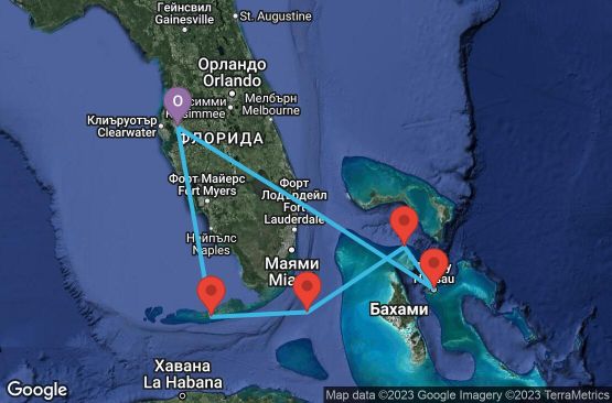 Маршрут на круиз 7 дни САЩ, Бахамските острови - 7BH105