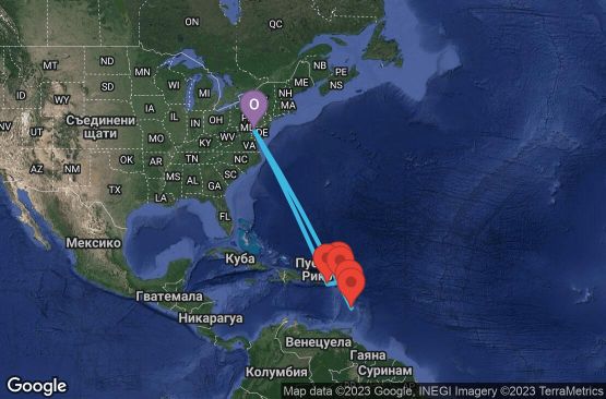 Маршрут на круиз 12 дни САЩ, Вирджински острови (САЩ), Холандски Антили, Сейнт Лусия, Доминика, Сейнт Китс и Невис - 12D048