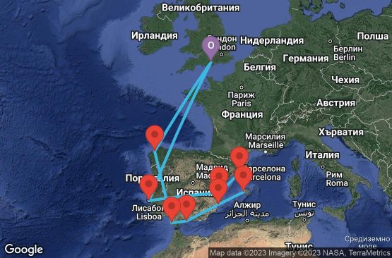 Маршрут на круиз 14 дни Великобритания, Испания, Португалия - USCH