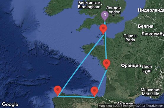 Маршрут на круиз 7 дни Великобритания, Франция, Испания - USCG