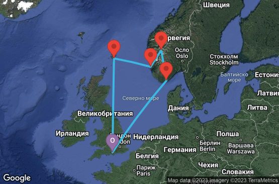 Маршрут на круиз 7 дни Великобритания, Норвегия - USCB