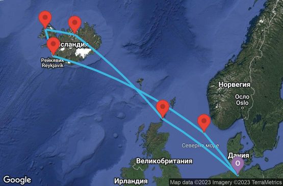 Маршрут на круиз 11 дни Германия, Великобритания, Исландия - USCP