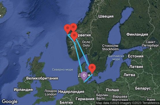 Маршрут на круиз 7 дни Германия, Дания, Норвегия - UQU1