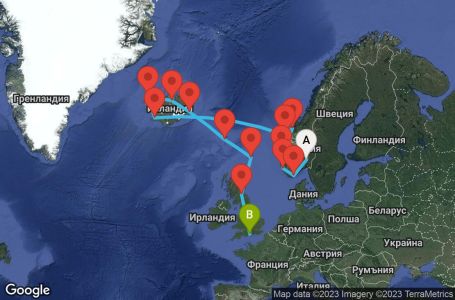 Маршрут на круиз 15 дни Исландия - STAR15CNNOSLSOU