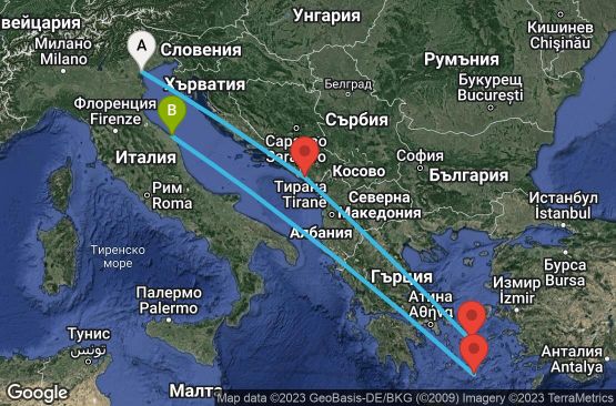 Маршрут на круиз 6 дни Италия, Черна гора, Гърция - USF4