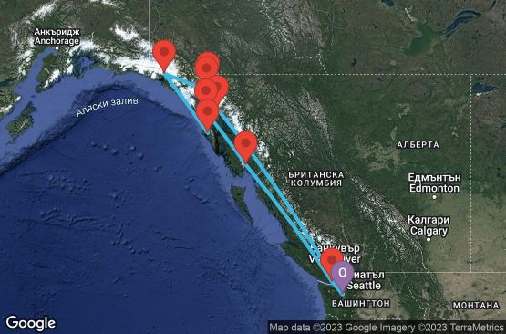 Маршрут на круиз 10 дни Аляска от Сиатъл - SNAL10CNNSEASEA