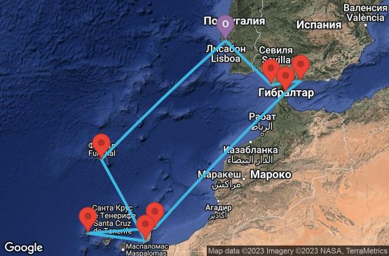 Маршрут на круиз 10 дни Канарски острови - STAL10CNNLISLIS
