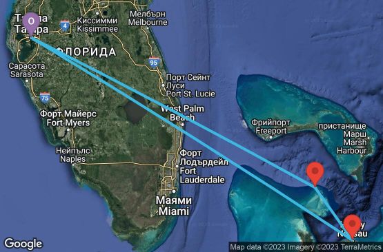 Маршрут на круиз 5 дни САЩ, Бахамските острови - 5BH031