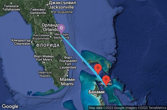 Маршрут на круиз 4 дни САЩ, Бахамските острови - 4BH207