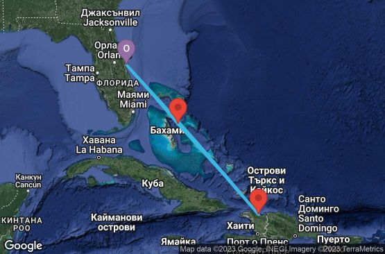Маршрут на круиз 5 дни САЩ, Бахамските острови, Хаити - 05E048