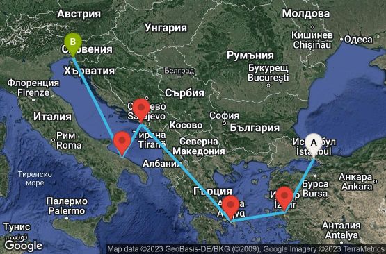 Маршрут на круиз 7 дни Турция, Гърция, Хърватска, Италия - IST07025