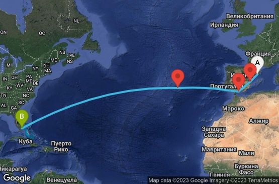 Маршрут на круиз 12 дни Испания, Португалия, САЩ - 12T071