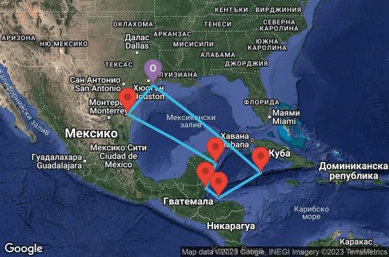 Маршрут на круиз 10 дни САЩ, Мексико, Белиз, Хондурас, Каймановите острови - 10L098