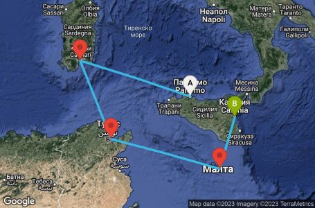 Маршрут на круиз 4 дни Италия, Тунис, Малта - PMO04A04