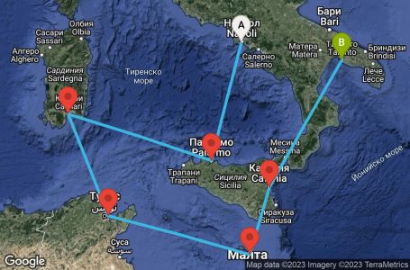 Маршрут на круиз 6 дни Италия, Тунис, Малта - NAP06A00