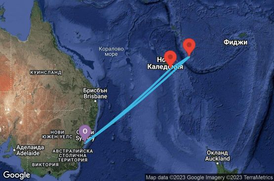 Маршрут на круиз 7 дни Австралия, Нова Каледония, Вануату - 07K094