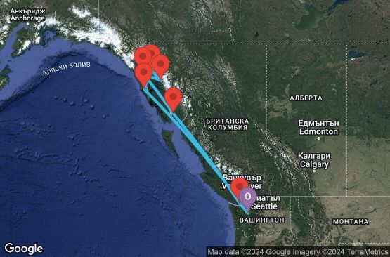 Маршрут на круиз 7 дни Аляска от Сиатъл - BLAK07CNNSEASEA