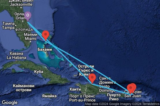 Маршрут на круиз 7 дни Източни Кариби от Порт Канаверал - ESPE07CNNPCVPCV