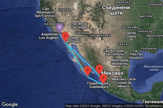 Маршрут на круиз 7 дни Мексиканска ривиера от Лос Анджелис - BLME07CNNLAXLAX